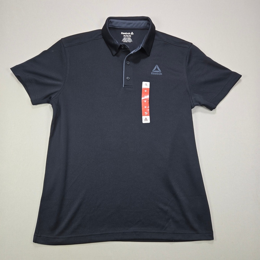 Reebok‎ Men's Black Athletic Golf Polo Shirt Short Sleeve Size M